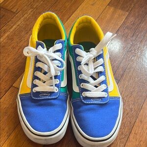 Vans Blue and Yellow Skate Sneakers Canvas Low-Top
